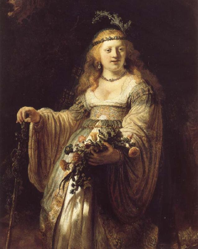 REMBRANDT Harmenszoon van Rijn Saskia van Uylenburgh in Arcadian Costume oil painting image